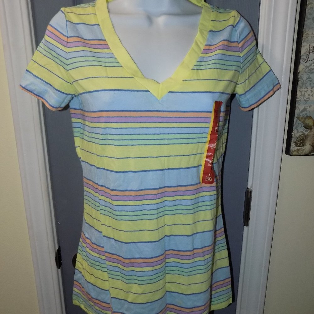 Mossimo Supply CO. Boyfriend Tee Lime Stripe Size S Women's NEW